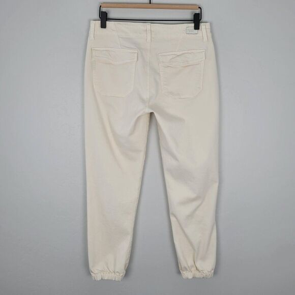 Paige Mayslie Jogger Ankle Zip Stretch Pants Quartz Sand Ivory Size 27 - Picture 5 of 12
